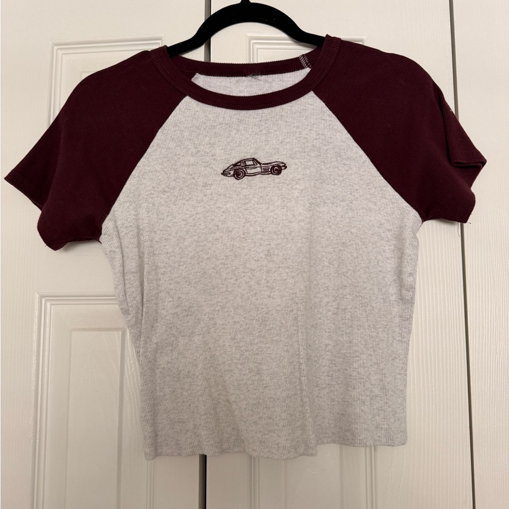 Target Burgundy and Gray Crop Top